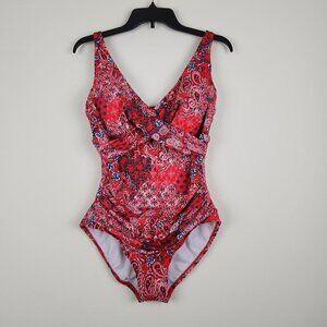 Maurices  American Beach Size L Red White Blue Ruched One Piece Swimsuit